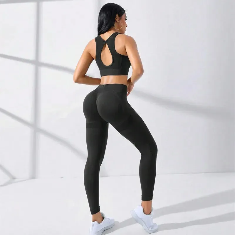 2 pcs Crisscross Back Cami Hip-hugging Tummy Control Leggings | Crisback