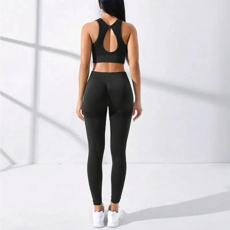 2 pcs Crisscross Back Cami Hip-hugging Tummy Control Leggings | Crisback