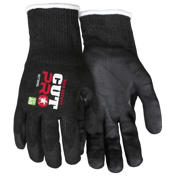92735NS MCR Safety CutPro Cut Resistant Gloves, HPPE/Steel, Small, Black
