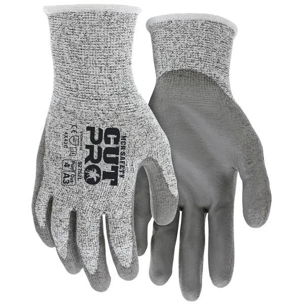 92752M MCR Safety Cut Resistant Gloves, Synthetic/Glass, Medium, Gray, 13 ga THK