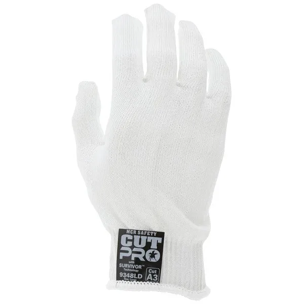 9348SD MCR Safety Cut Resistant Gloves, Kevlar, Small, White, 13 ga THK