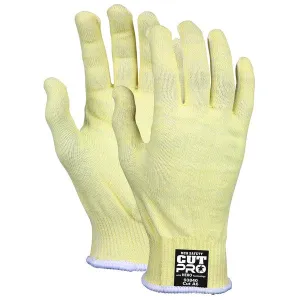 93840M MCR Safety Cut Resistant Gloves, Kevlar/Steel, Medium, Yellow, 13 ga THK