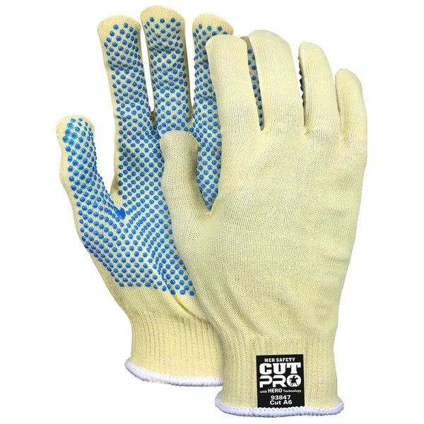 93847XL MCR Safety Cut Resistant Gloves, Kevlar/Steel, X-Large, Blue/Yellow
