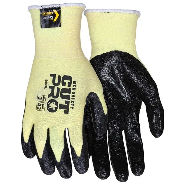 9693XL MCR Safety UltraTech Cut Resistant Gloves, Kevlar, X-Large, Black
