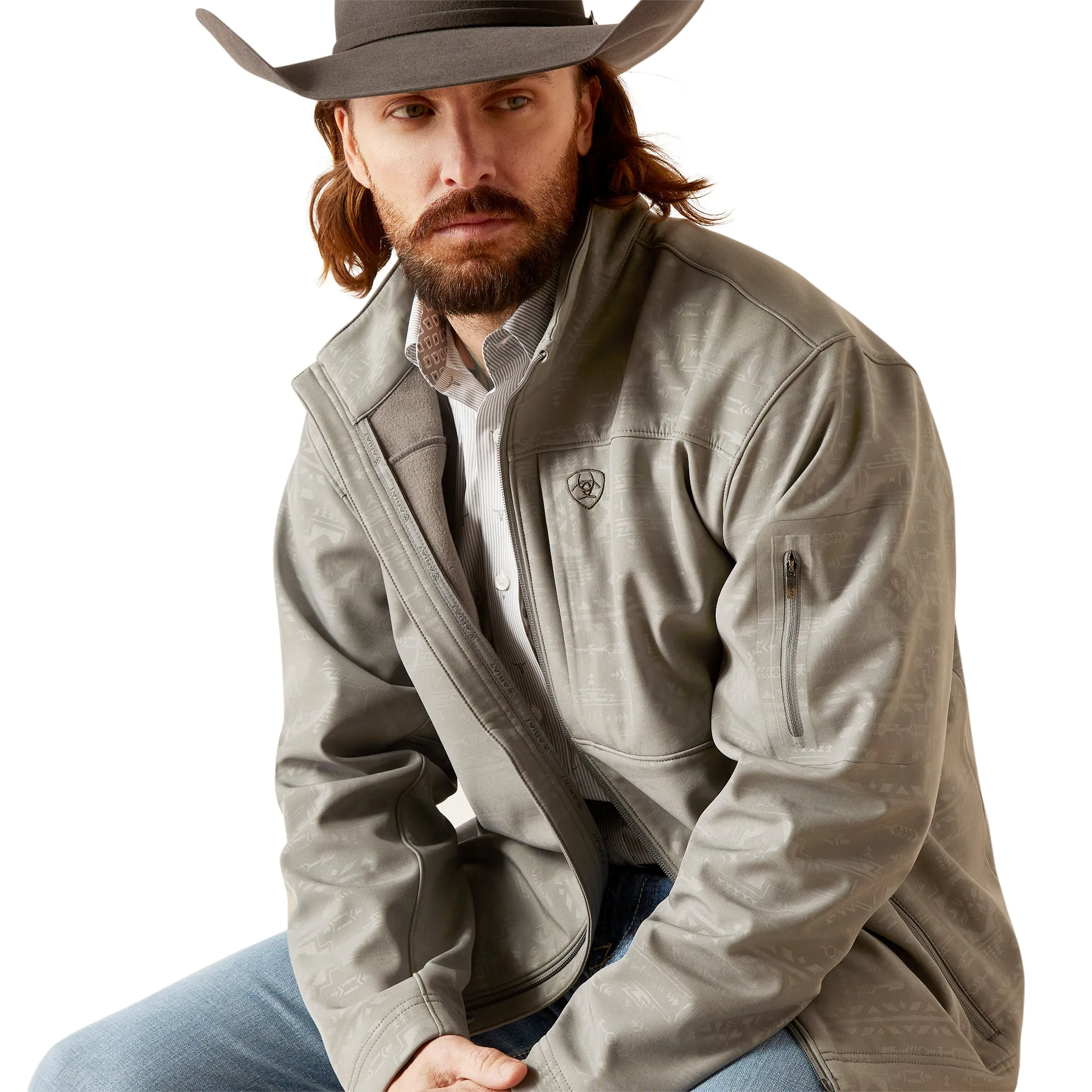 Ariat Men's Vernon 2.0 Softshell Jetty Grey Embossed Jacket 10046607