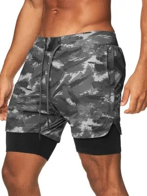 Compression Fake Two-Piece Quick-Drying Fitness Shorts