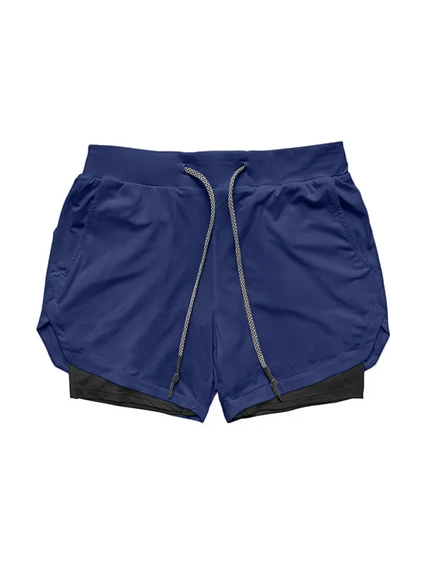 Compression Fake Two-Piece Quick-Drying Fitness Shorts