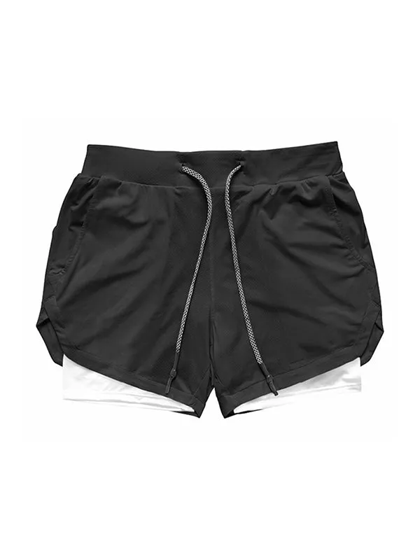 Compression Fake Two-Piece Quick-Drying Fitness Shorts