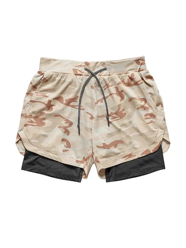 Compression Fake Two-Piece Quick-Drying Fitness Shorts