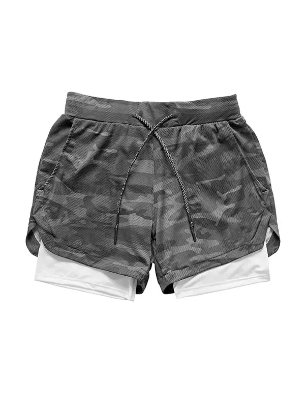 Compression Fake Two-Piece Quick-Drying Fitness Shorts