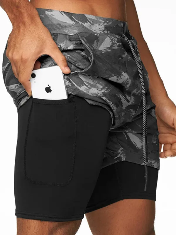 Compression Fake Two-Piece Quick-Drying Fitness Shorts