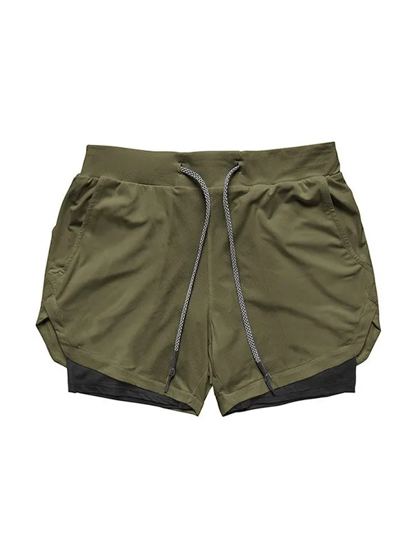 Compression Fake Two-Piece Quick-Drying Fitness Shorts