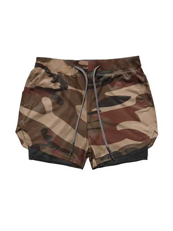 Compression Fake Two-Piece Quick-Drying Fitness Shorts