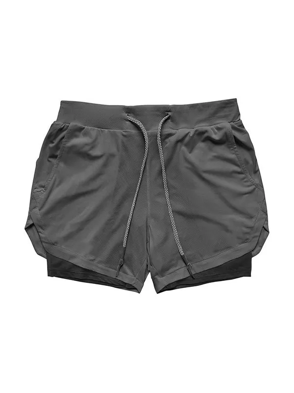 Compression Fake Two-Piece Quick-Drying Fitness Shorts