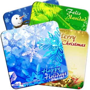 Cork Bottom Coasters - Christmas Theme - 4"