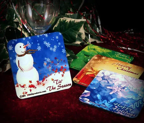 Cork Bottom Coasters - Christmas Theme - 4"