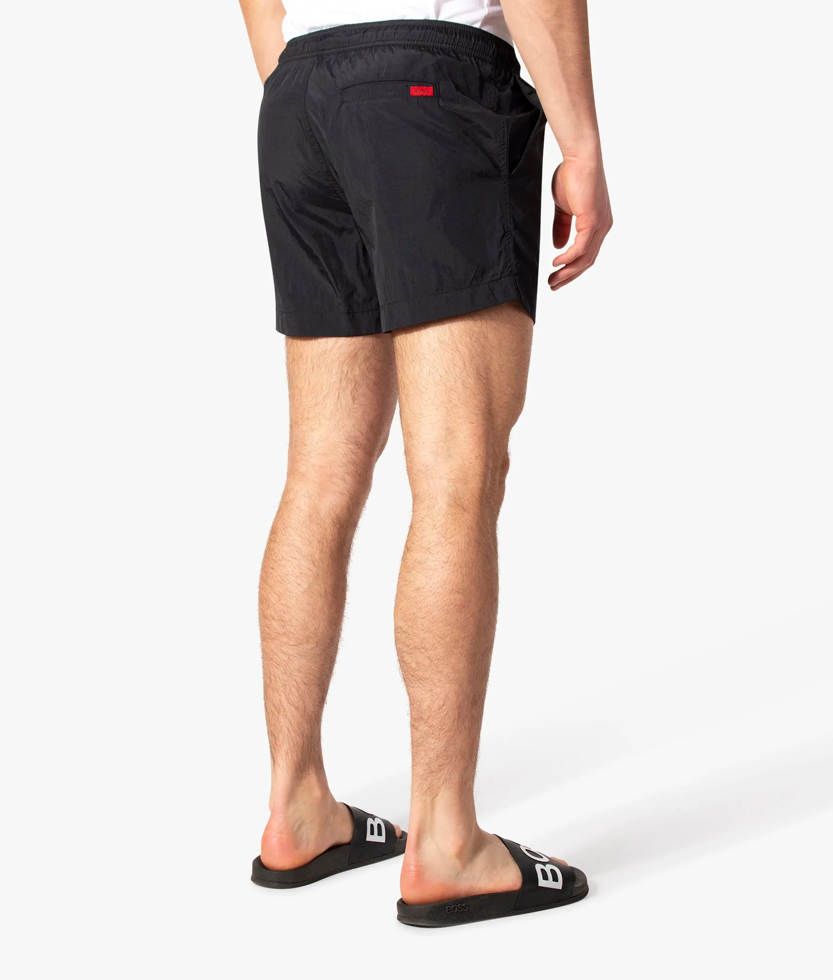 Dominica Quick-Drying Red Logo Label Swim Shorts