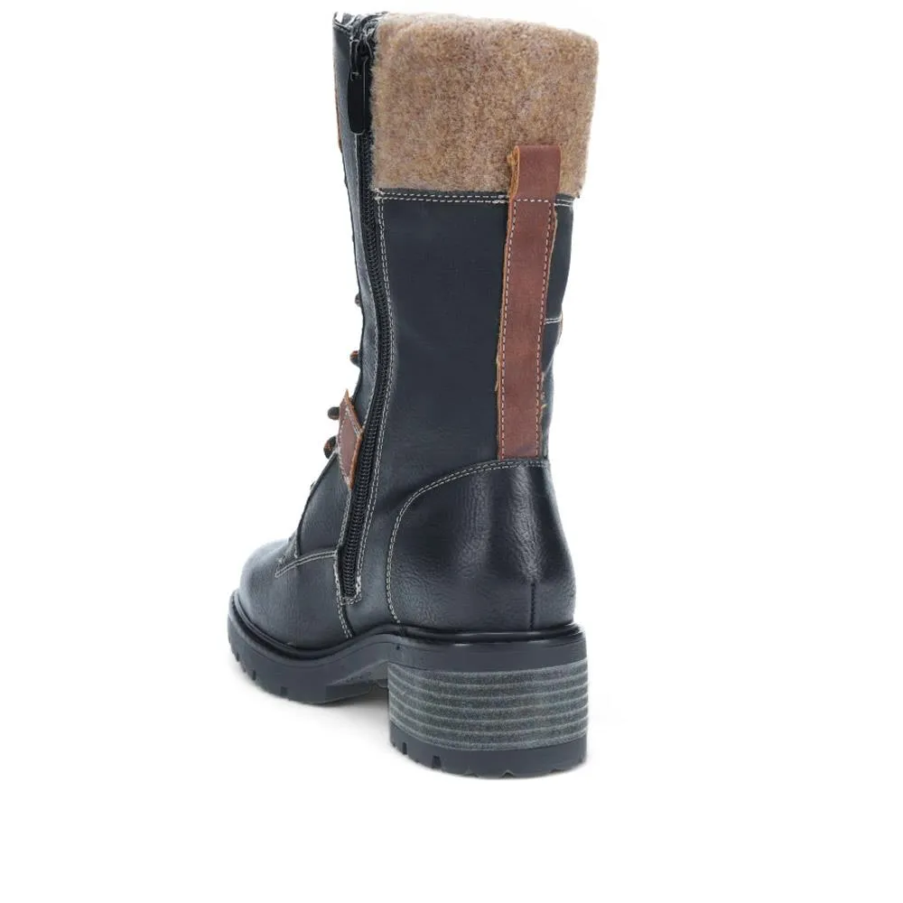 Faux-Fur Cuff Lace-Up Boots - SUPRE40019 / 326 252