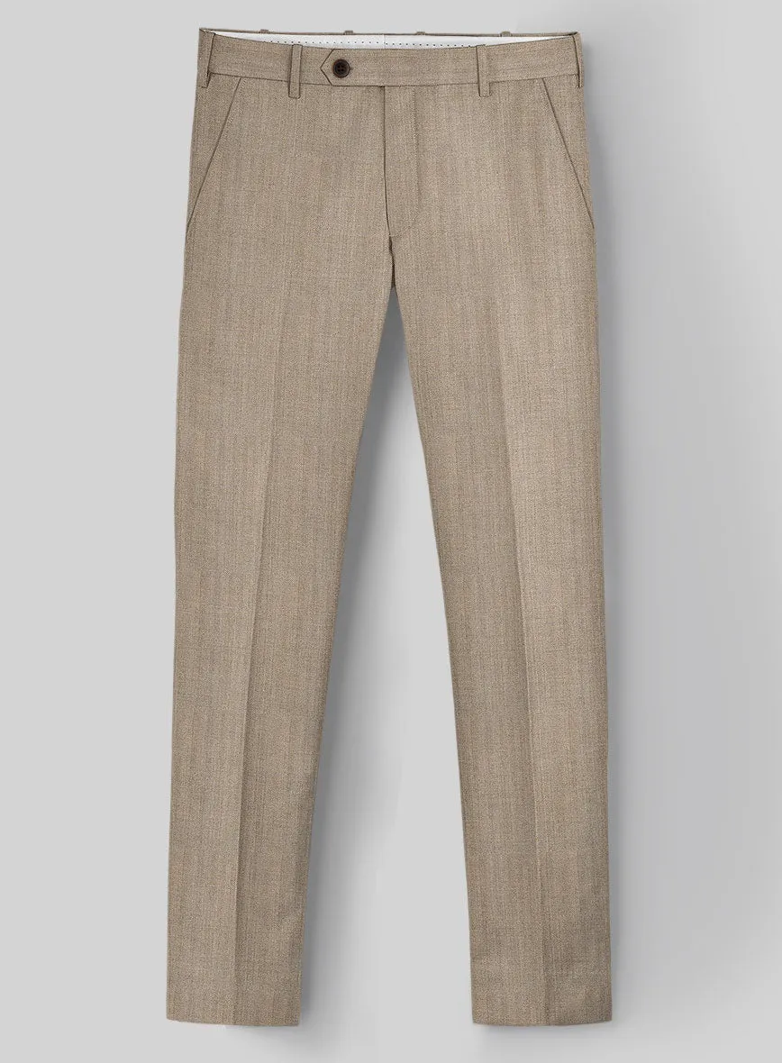 Hardy Minnis Dark Beige Herringbone Wool Pants