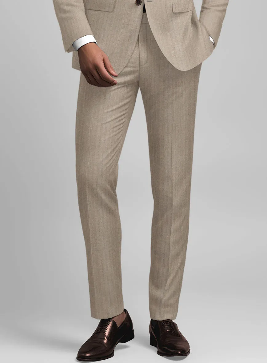 Hardy Minnis Dark Beige Herringbone Wool Pants