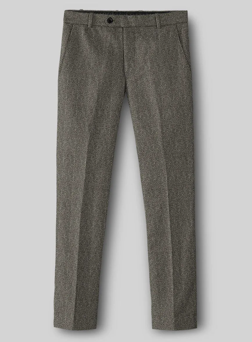 Highlander Stone Beige Herringbone Tweed Pants