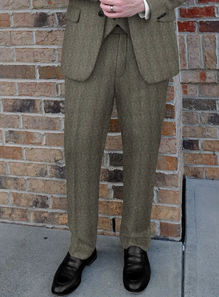 Highlander Stone Beige Herringbone Tweed Pants