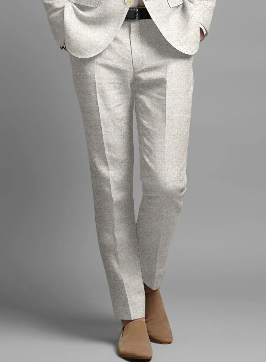 Italian Linen Herringbone Natural Beige Pants