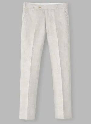 Italian Linen Herringbone Natural Beige Pants
