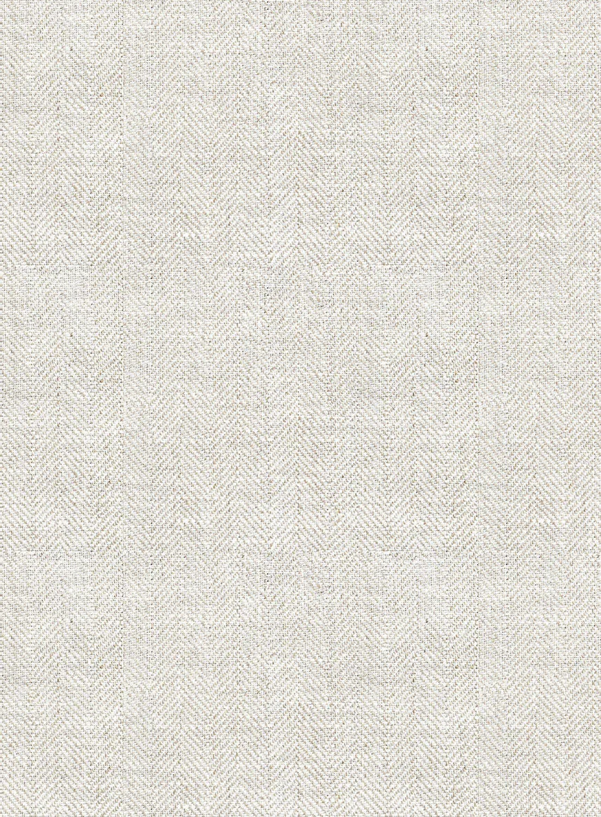 Italian Linen Herringbone Natural Beige Pants
