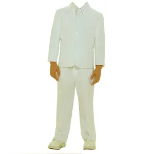 Little Boys Ivory Single Breasted Jacket Vest Shirt Tie Pants 5 Pc Suit 2T-7