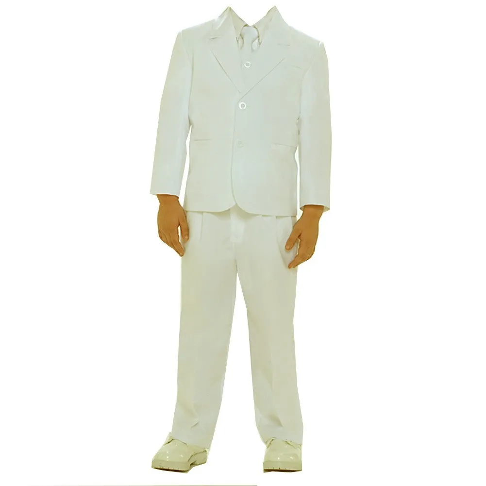 Little Boys Ivory Single Breasted Jacket Vest Shirt Tie Pants 5 Pc Suit 2T-7