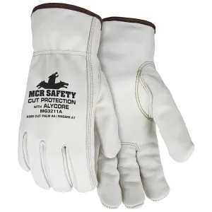MG3211AM MCR Safety Cut Resistant Gloves, Leather, Medium, Beige