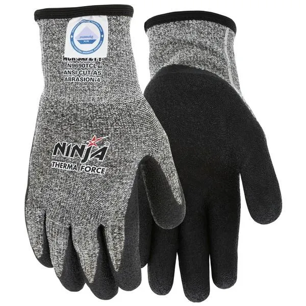 N9690TCXL MCR Safety Ninja Cut Resistant Gloves, Dyneema/Acrylic, X-Large, Black