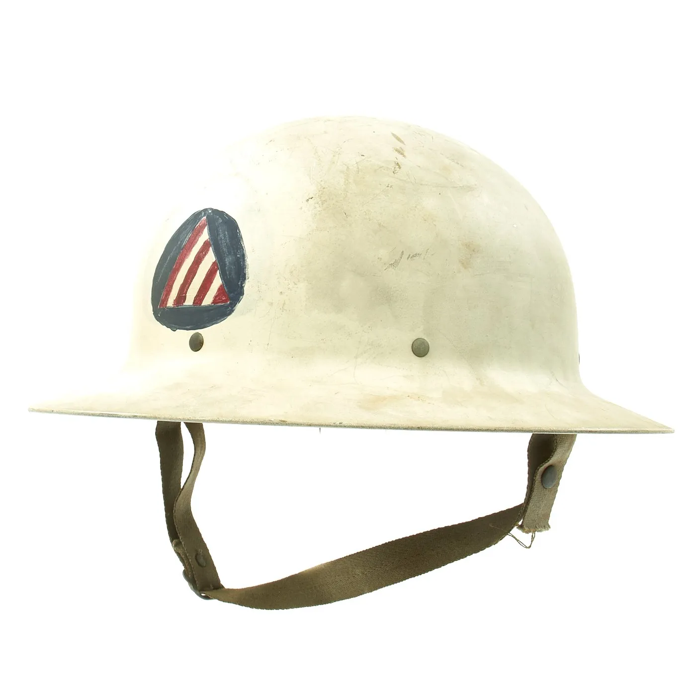 Original U.S. WWII Hoboken New Jersey Civil Defense Air Raid Warden Helmet and Armband