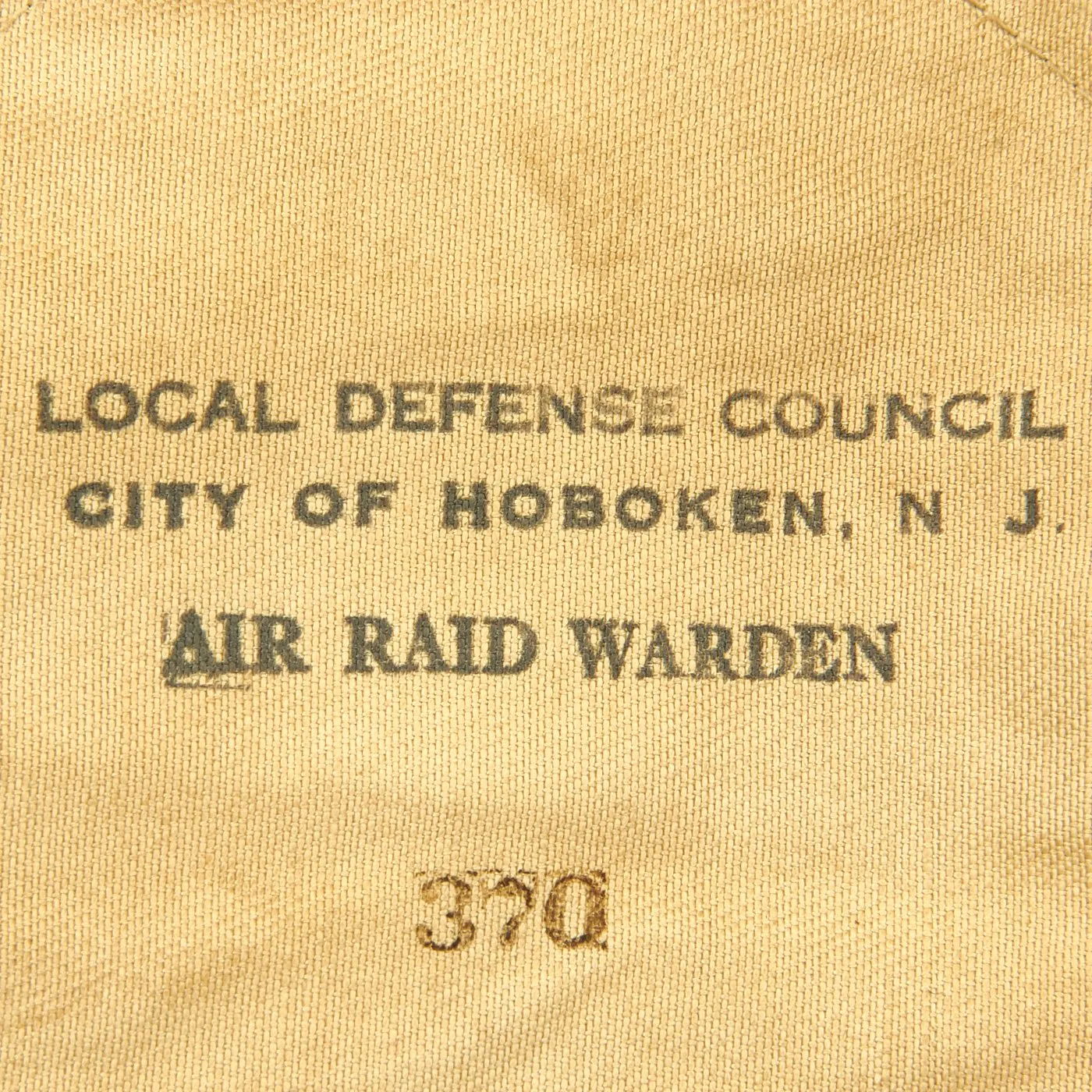 Original U.S. WWII Hoboken New Jersey Civil Defense Air Raid Warden Helmet and Armband