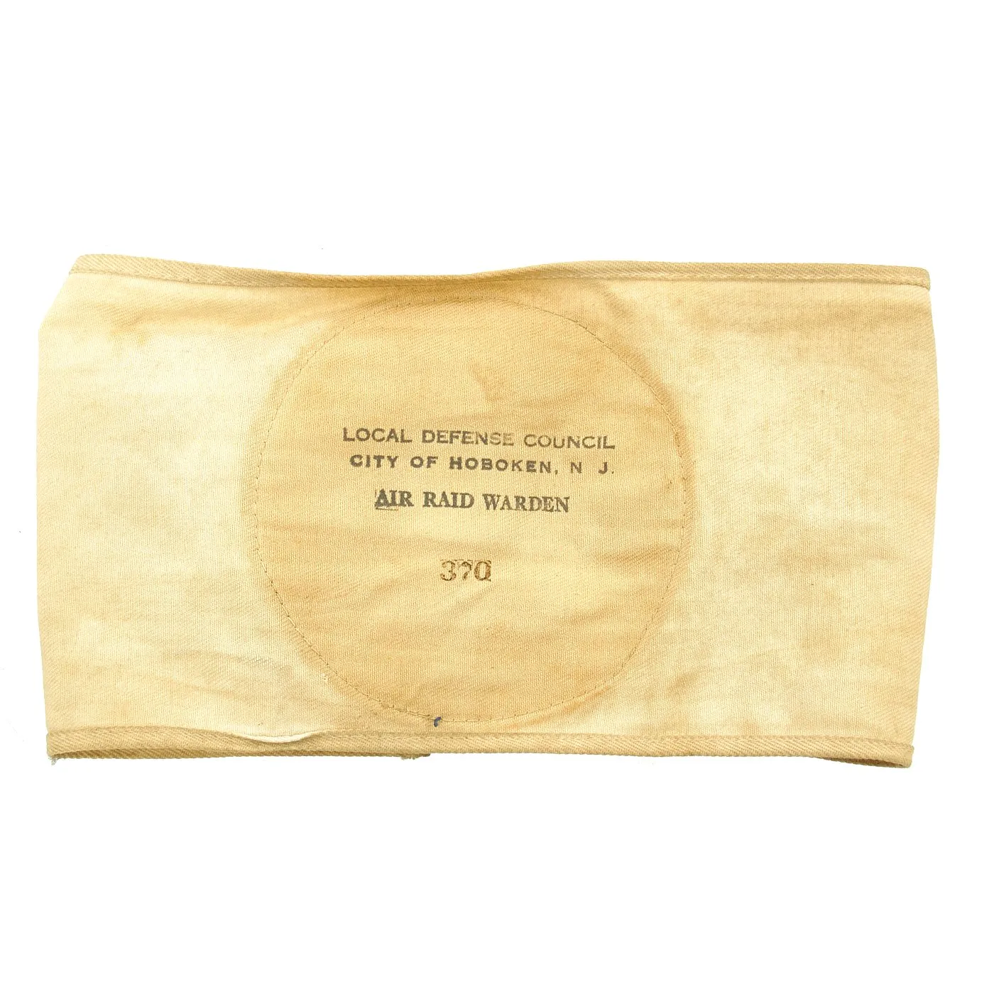 Original U.S. WWII Hoboken New Jersey Civil Defense Air Raid Warden Helmet and Armband