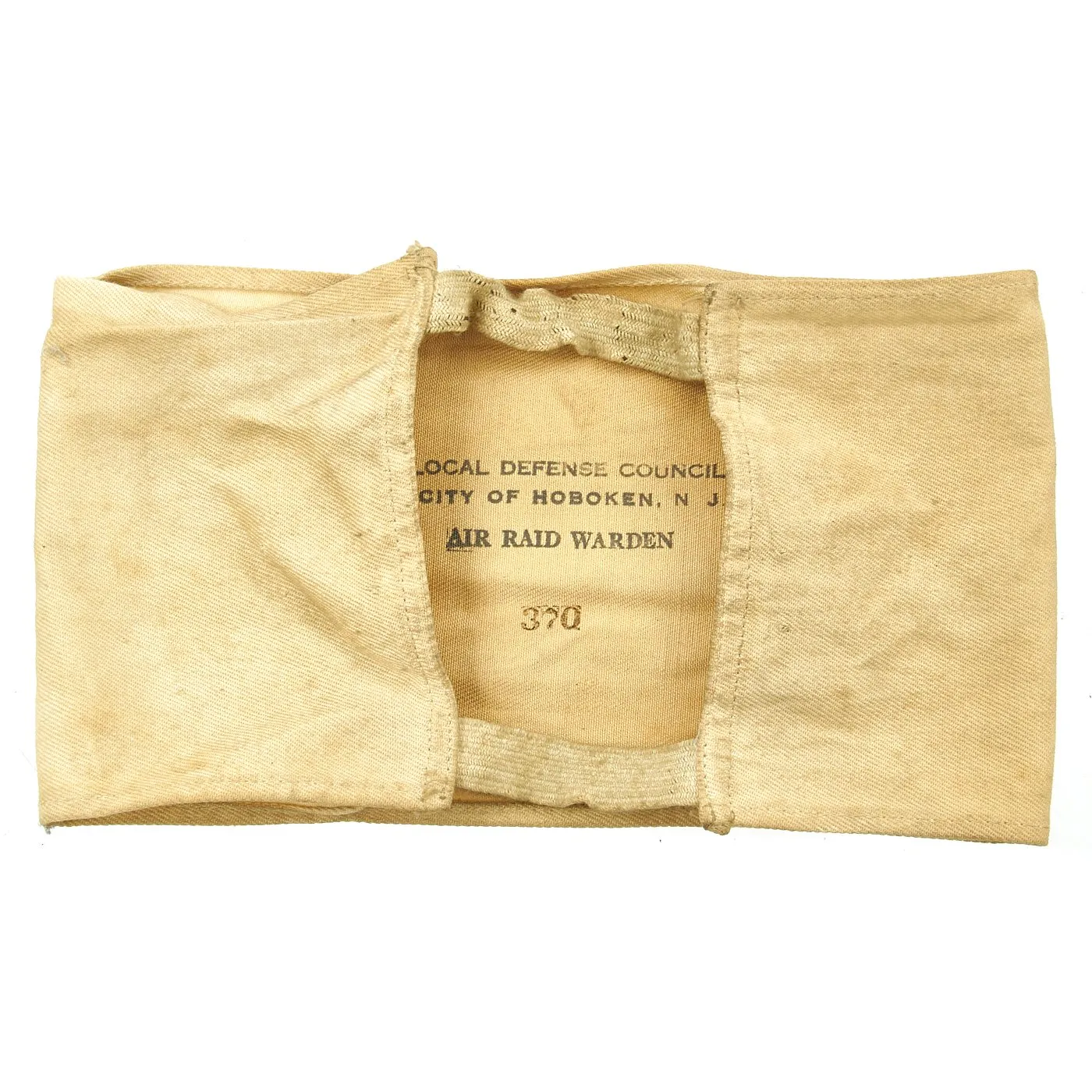 Original U.S. WWII Hoboken New Jersey Civil Defense Air Raid Warden Helmet and Armband