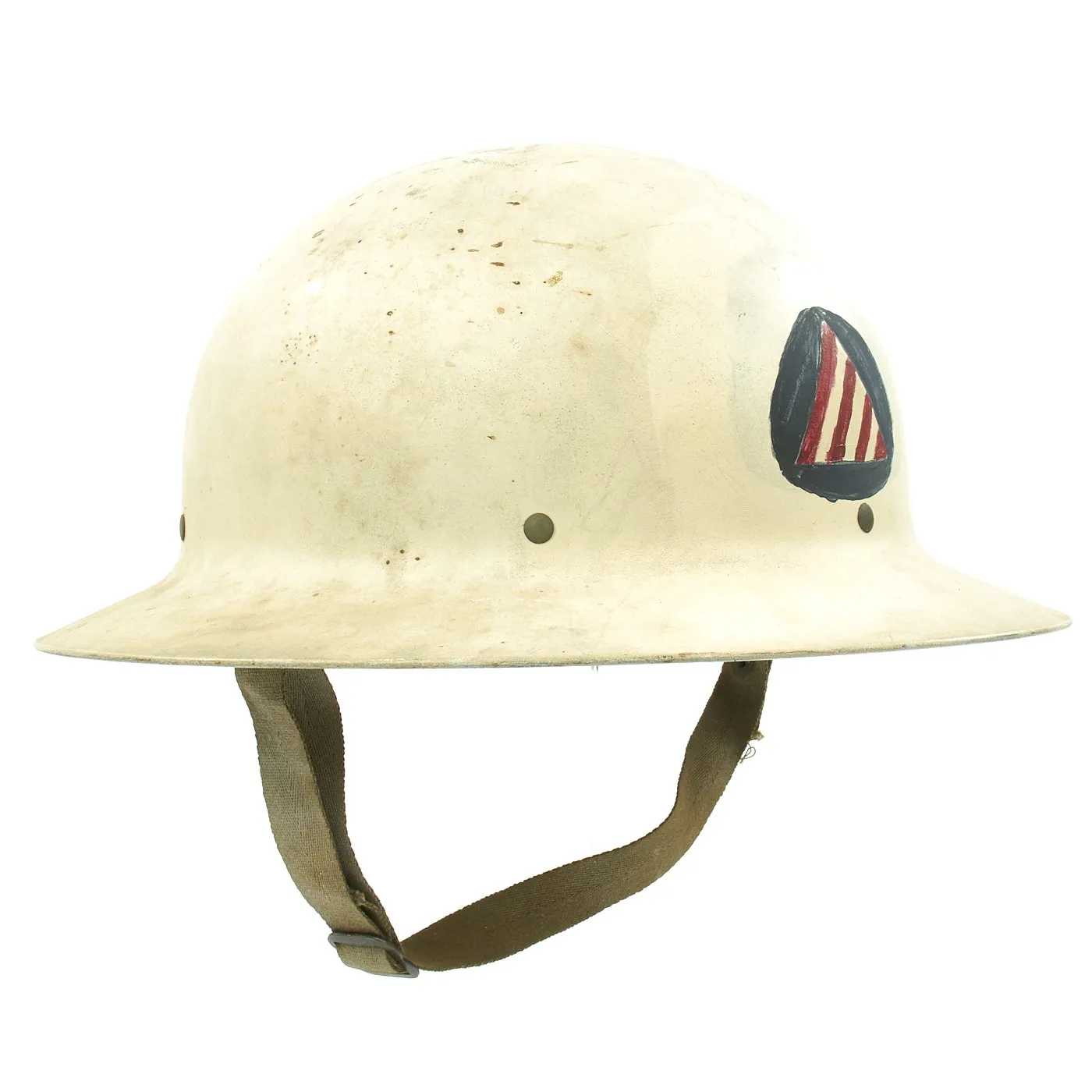 Original U.S. WWII Hoboken New Jersey Civil Defense Air Raid Warden Helmet and Armband