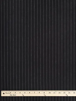 Pinstripe Cotton Suiting Deadstock - White   Black - Swatch