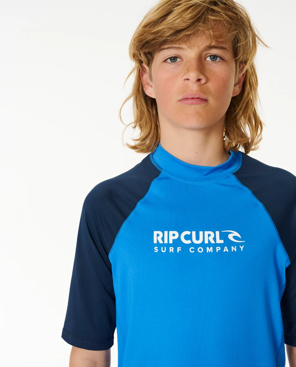 Rip Curl Kids Shock UPF 50 Short Sleeve Rash Vest - Blue Gum