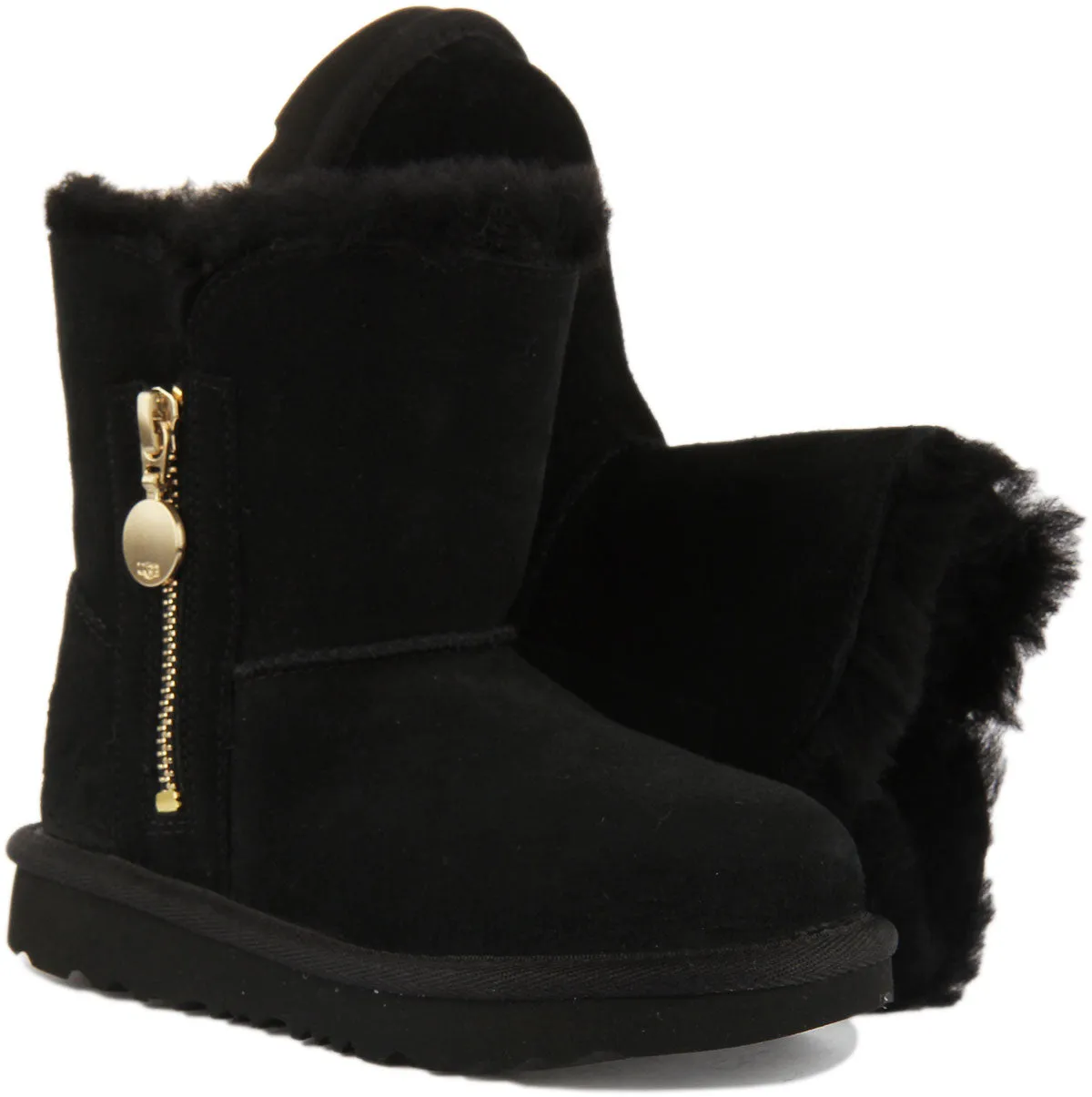 Ugg Australia Bailey Zip Short In Black For Infants