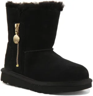 Ugg Australia Bailey Zip Short In Black For Infants