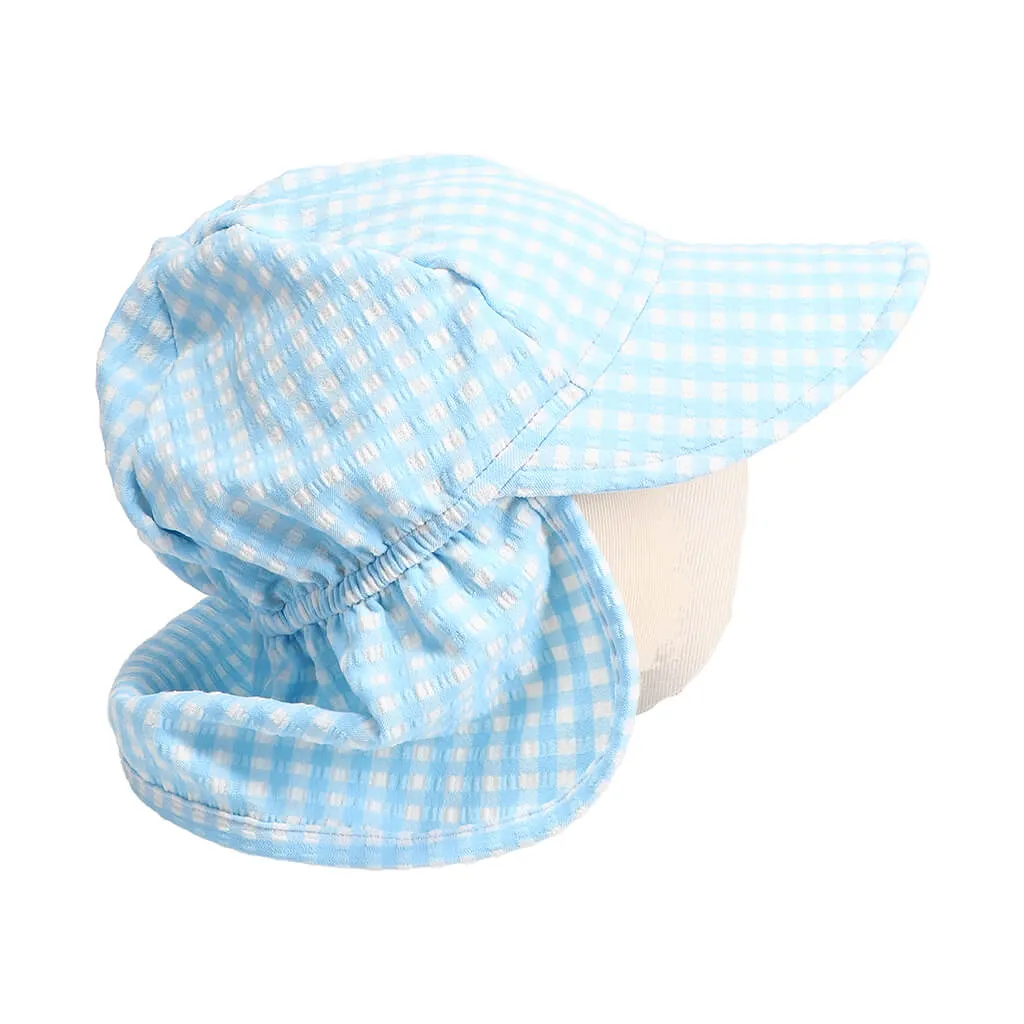 UPF 50  Swim Flap Hat Gingham Seersucker