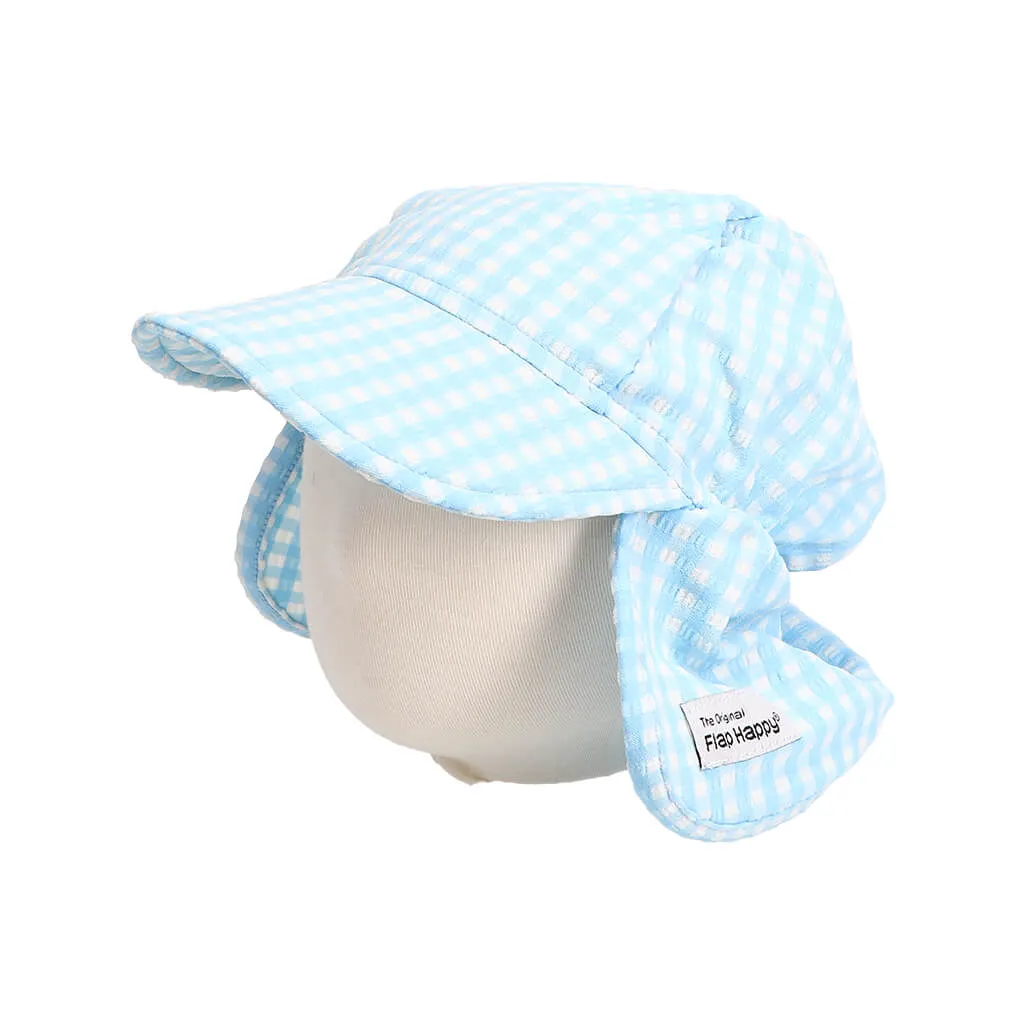 UPF 50  Swim Flap Hat Gingham Seersucker